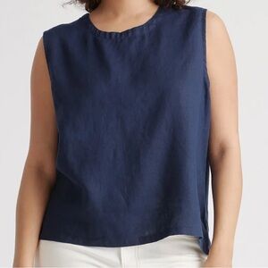 Quince Navy Linen Tank Size L